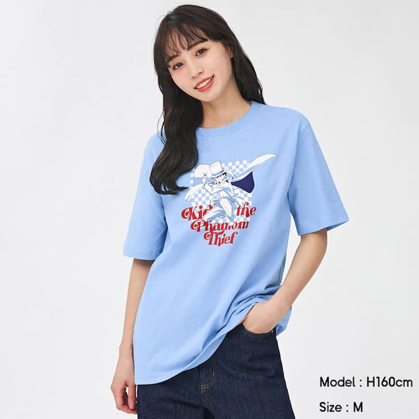 【GU】オーバーサイズグラフィックT(5分袖) Detective Conan 3+EC(名探偵コナン)(怪盗キッド)／¥1,690