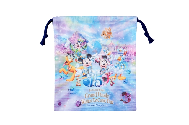 きんちゃく ¥800 ※縦約23cm × 横約20cm｜「東京ディズニーシー15周年 “ザ・イヤー・オブ・ウィッシュ” ～グランドフィナーレ～」スペシャルグッズ