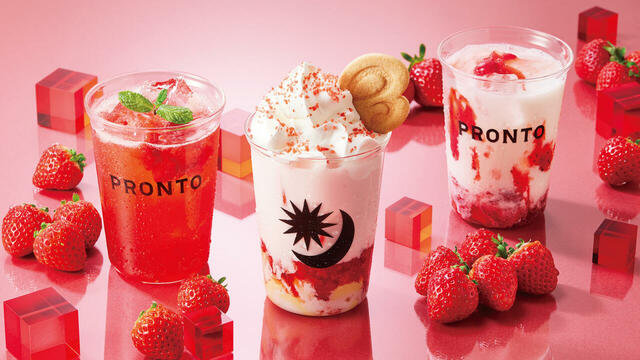 「【プロント】いちごの新作ドリンク」<期間:2025年4月8日~6月9日>【【プロント】いちごの新作ドリンク「つぶつぶいちごパフェラテ」&「つぶつぶいちごのアールグレイティーソーダ」販売決定!】