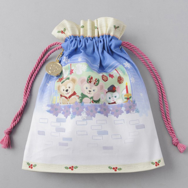 2015ダッフィーのクリスマス「Very Merry Snowtime」巾着　バックスタイル　1100円