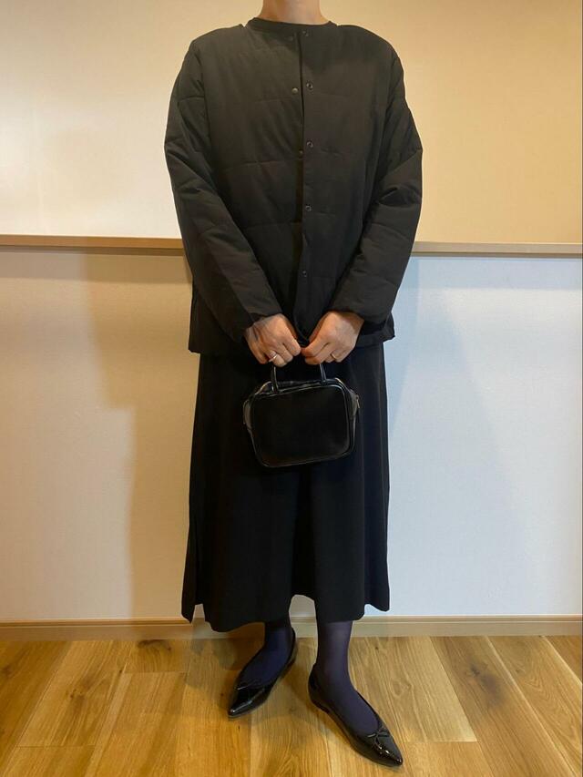 【Honeys ノーカラーライトブルゾン】身長165cm・Lサイズ着用。きれいめワンピにも合います