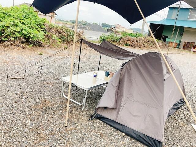 【ワークマン レジストスクエアタープ】タープの下にテントを張りました