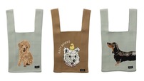 【Jubilee「Jubilee ニットトートバッグ 猫 犬 デザイン」】17.PaleBlue、16.Grage、21.PaleBlue