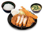 ・超厚切りリブロースかつ&海老フライ(1枚)定食 1,250円→海老フライが2尾になって価格はそのまま1,250円【松のやの「倍量フェア」】