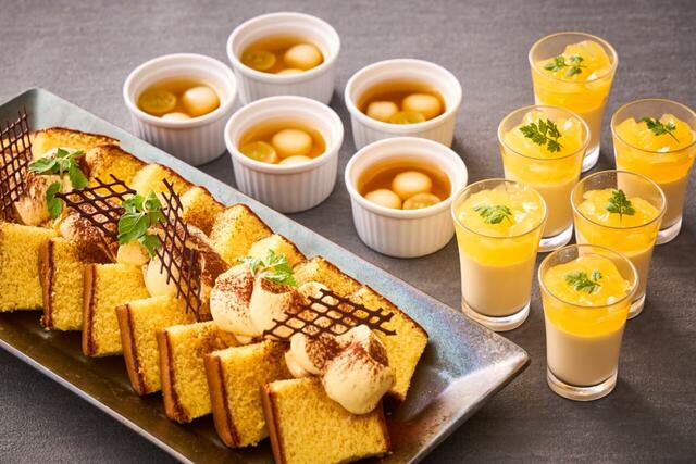 「長崎カステラとマスカルポーネクリーム、かんざらし、長崎みかんのヴェリーヌ」＜期間：2025年11月1日～11月30日＞【「長崎皿うどん」や「佐世保風バーガー」も好きなだけ！ホテルメトロポリタン「食べてみんね！長崎フェア」で長崎の味覚を大満喫！】