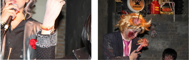 ゾンビンゴの景品。歯型のブレスや、ピカル君愛用の恐怖のゾンバービー人形など。(ピカル君は相当ゾンバービーちゃんがお気に入りだったらしく、“しぶしぶ…”と言った感じで提供していた ) 