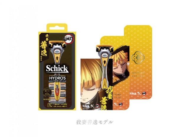 シック（Schick） 鬼滅の刃 我妻善逸モデル ハイドロ 5 プレミアム ホルダー (刃付き) + 替刃 4 コ　カミソリスタンド＆缶ケース付