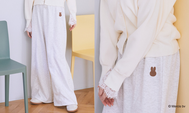 【miffy/earth 刺繍スウェットパンツ】カラー：Cream/Light GrayMixture/Gray Mixture（価格：4,950円税込）