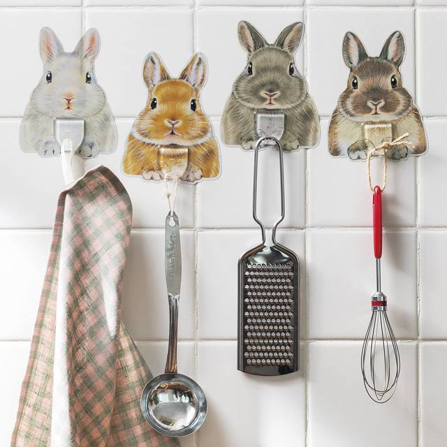 うさぎが持ってくれてるみたいな　貼ってはがせるシールフック
