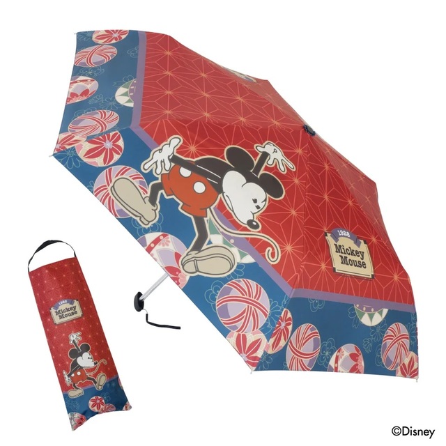 【サントス】晴雨兼用ディズニーフラット折りたたみ傘  祝い手まり