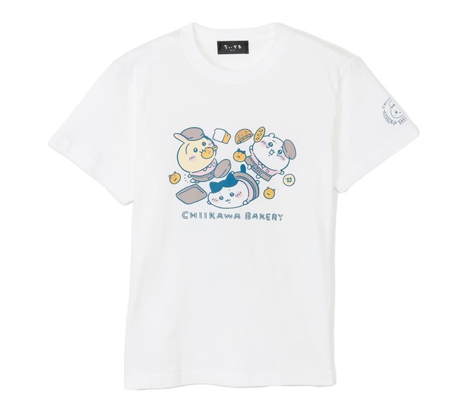 【ちいかわベーカリー】ちいかわベーカリー Tシャツ 転びまくるトリオ ホワイト（M/L/XL）  3,080円