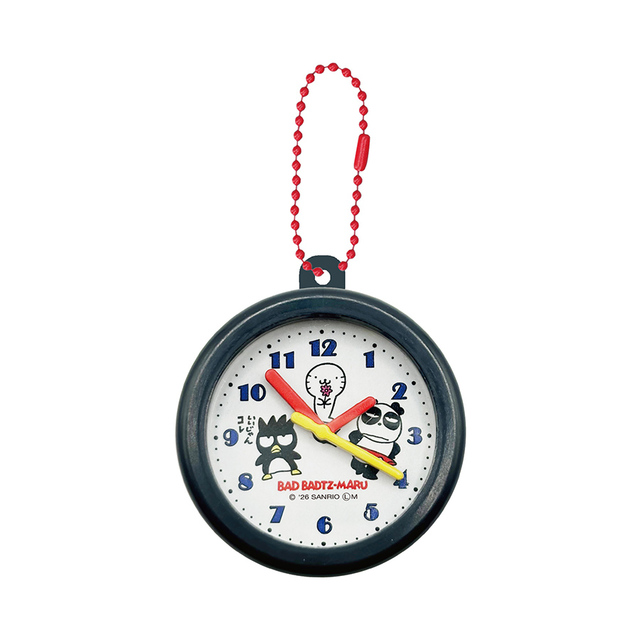 【サンリオキャラクターズ　レトロ壁掛け時計風クリップキーホルダー(全6種)】バッドばつ丸
