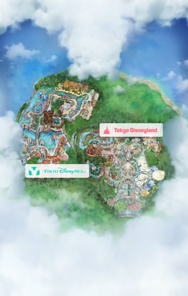 2.「東京ディズニーリゾート・アプリ」テーマパーク選択画面 GSPをいれると自動選択される