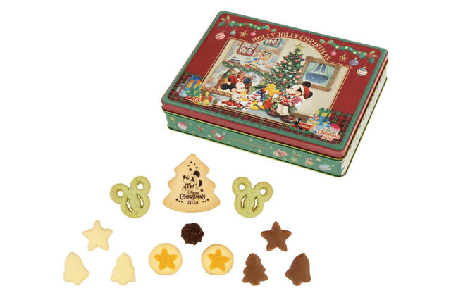 アソーテッド・クッキー 1,600円｜東京ディズニーリゾート「ディズニー・クリスマス」スペシャルグッズ｜販売店舗：東京ディズニーランド「ワールドバザール・コンフェクショナリー」、東京ディズニーシー「ガッレリーア・ディズニー」｜発売日：2024年11月8日（金）