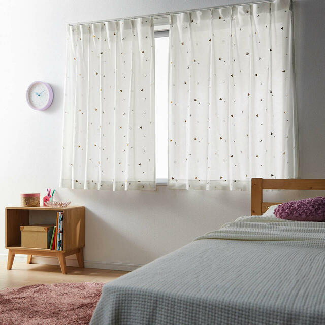 星柄刺繍のUVカット・遮像・遮熱ボイルレースカーテン「ミッキーモチーフ」 | ¥ 7,990~13,900 (税込)