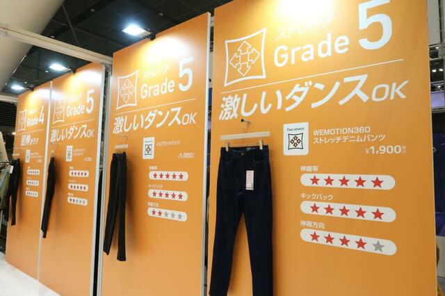 ストレッチ度：グレード5は生地の伸びも良く、キックバック(戻り)もよいので膝も抜けにくいそう