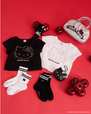 【ANNA SUI mini × HELLO KITTY】ラインストーンTシャツ/¥12,980(税込)　ラインクルーソックス/￥2,420 (税込)