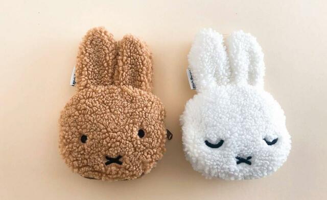 【ミッフィーフェイスポーチ】白とミルキーブラウン 各種通常価格1,045円（税込）