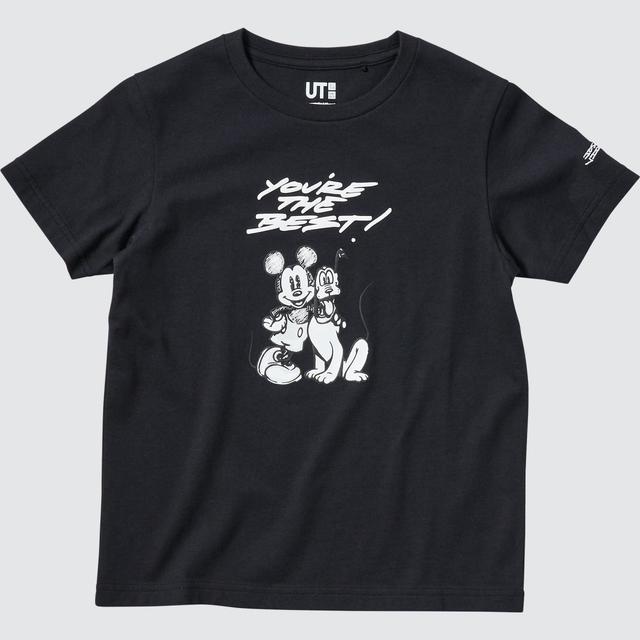KIDS モノクローム ミッキーマウス アート バイ ジョシュア・ヴィーダス UT グラフィックTシャツ（半袖）