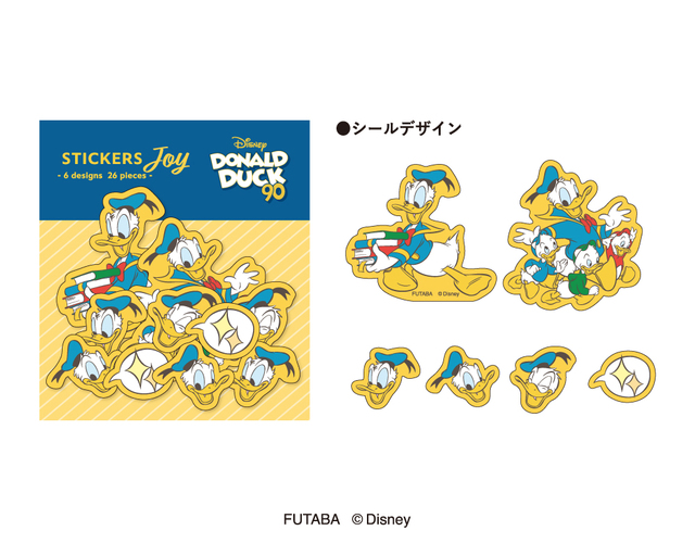 ドナルドダック フレークシール (1)喜 販売価格：各550円（消費税込、送料別）【ドナルドダック 90th 喜怒愛楽ステーショナリー】