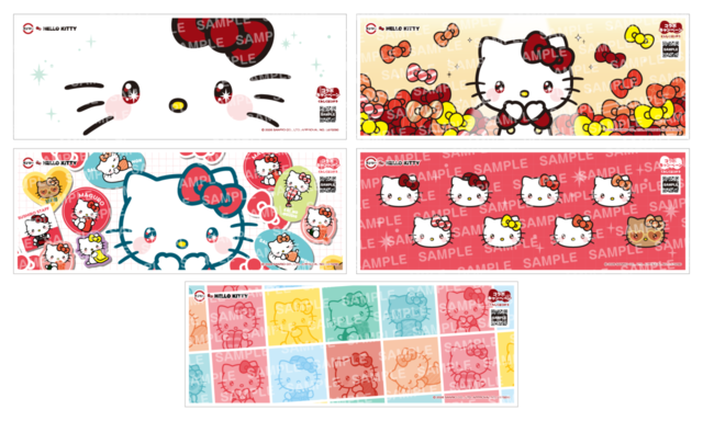 「コラボシート(全5種)イメージ」<期間:2026年7月29日〜>【「ハローキティ」と「スシロー」が初コラボ!多数のコラボグッズが登場!シール帳に綴じられるコラボシールにも注目!】