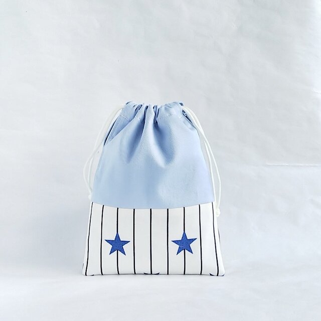 20×15 コップ袋 巾着　ストライプ&星／あん かけ／580円