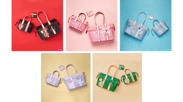 ショルダーバッグ 19,800円、トートバッグ 22,000円、折財布 15,400円、リボンチャーム 5,500円｜サマンサベガ / ミッキーマウス＆フレンズ コレクション