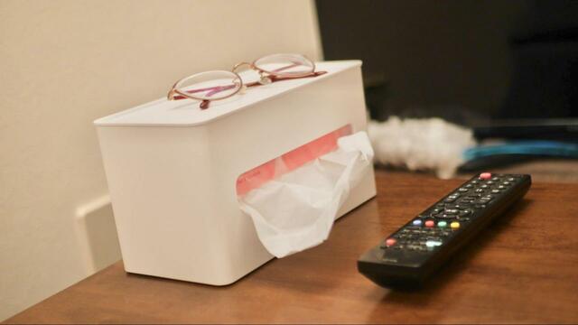 【山崎実業　ティッシュ＆ウェットシートケース】一括収納で机やテーブルの上もスッキリ