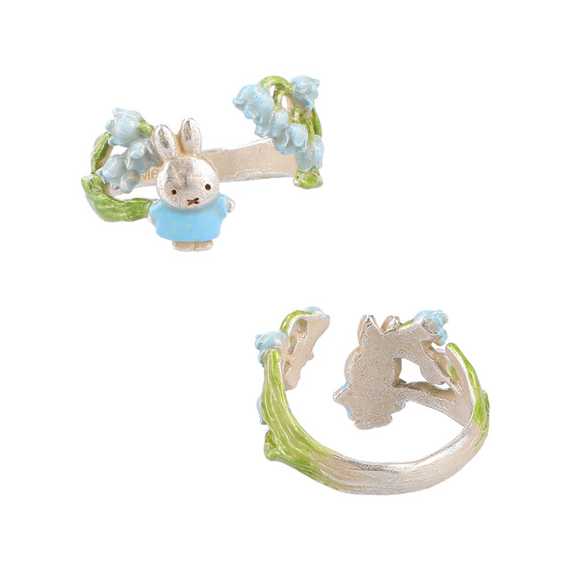 【フラワーミッフィー パルナートポックコラボ フラワーリング】（スズラン）価格：8,250円（税込）サイズ：約W20×H13mm、フリーサイズ、素材：真鍮