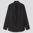 レーヨンボウタイブラウス（長袖）BLACK