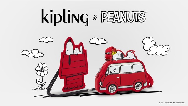 【KIPLING×PEANUTS】スヌーピーとウッドストックが車の上でくつろぐ姿をデザインした「バンバッグ」なども登場♪