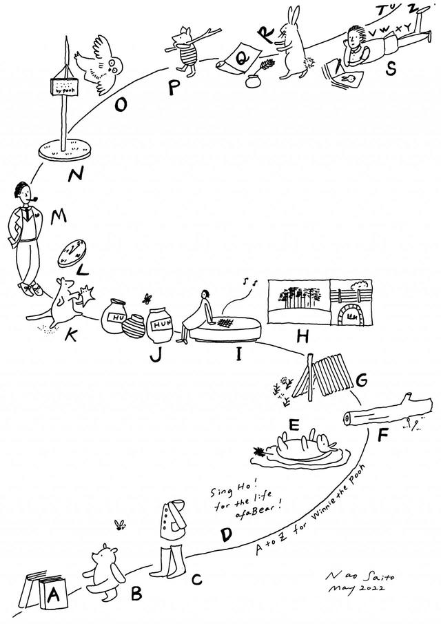 「クマのプーさん」展 展示プランのスケッチ、齋藤名穂