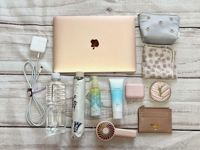 なんとこれだけのものが入りました！【紀ノ国屋】クリアミディアムバッグ：ピンク