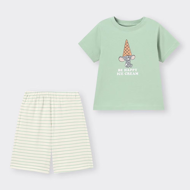 KIDS(男女兼用)コットンラウンジセット(半袖&ショートパンツ) ¥1,290|GU「トムとジェリー」コレクション