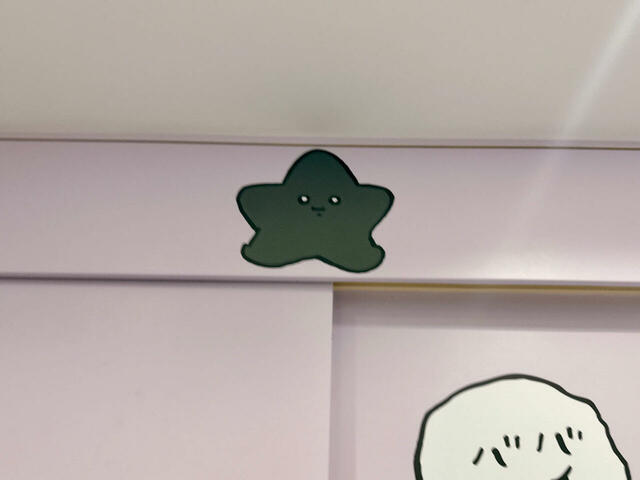 壁の上のほうには黒い流れ星も！