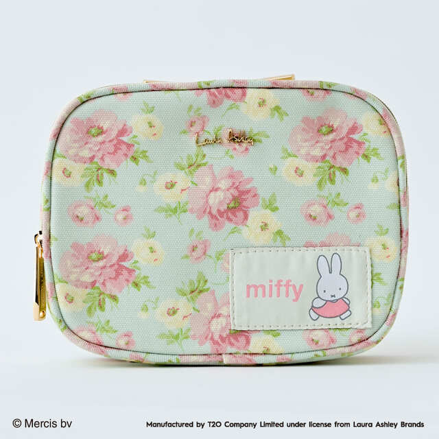 「ミッフィー ローラ アシュレイ BOXポーチ」レトロブルー　￥4,180