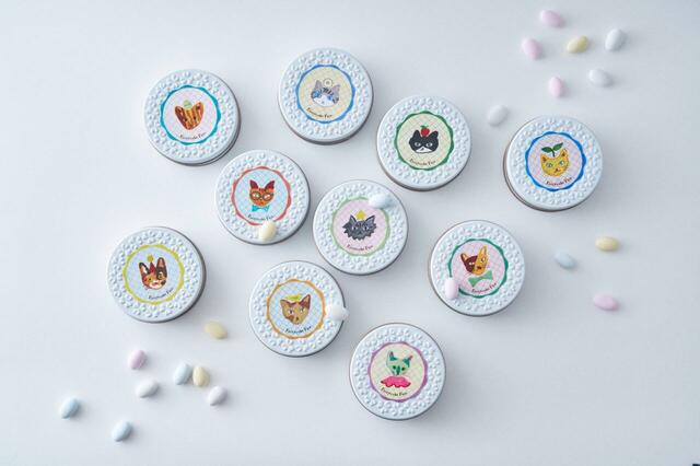 神様のいたずらネコドラジェ缶（全10種）税込価格：1,300円【ルミネ新宿50周年記念「SHINJUKU CAT MARCHE」】