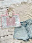 Tシャツ＆デニムショートパンツに合わせて♪【紀ノ国屋】クリアミディアムバッグ：ピンク