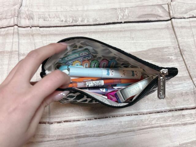 【付録：LeSportsac レオパード柄ポーチセット】大サイズにはステーショナリーを収納
