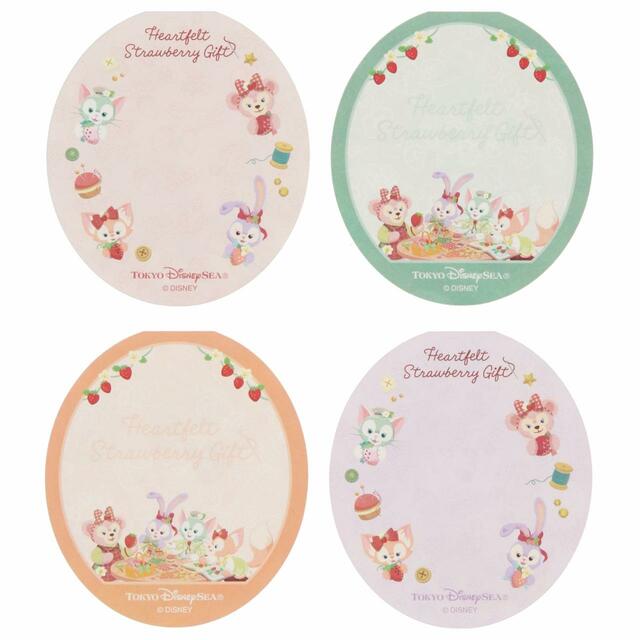 メモセット 1,400円|東京ディズニーリゾート「ダッフィー&フレンズのハートフェルト・ストロベリーギフト」スペシャルグッズ|販売店舗:東京ディズニーシー「マクダックス・デパートメントストア」|発売日:2024年1月15日(月)