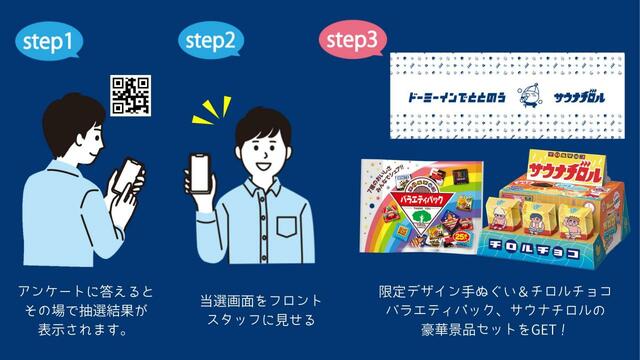 「キャンペーン２　泊まって答えて抽選でもらえる」【チロルチョコから「サウナチロルBOX」が新発売】