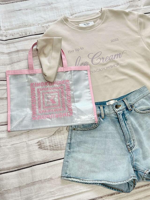 Tシャツ＆デニムショートパンツに合わせて♪【紀ノ国屋】クリアミディアムバッグ：ピンク