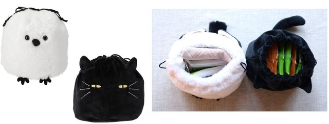 【ニトリデコホーム】シマエナガ＆デコネコの巾着