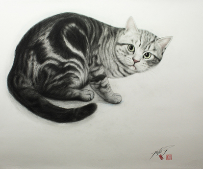 高橋行雄　黒猫　直筆サイン　色鉛筆画　絵画 高橋 行雄展 5月2日(火)まで | ギャラリー トアート | 大丸神戸