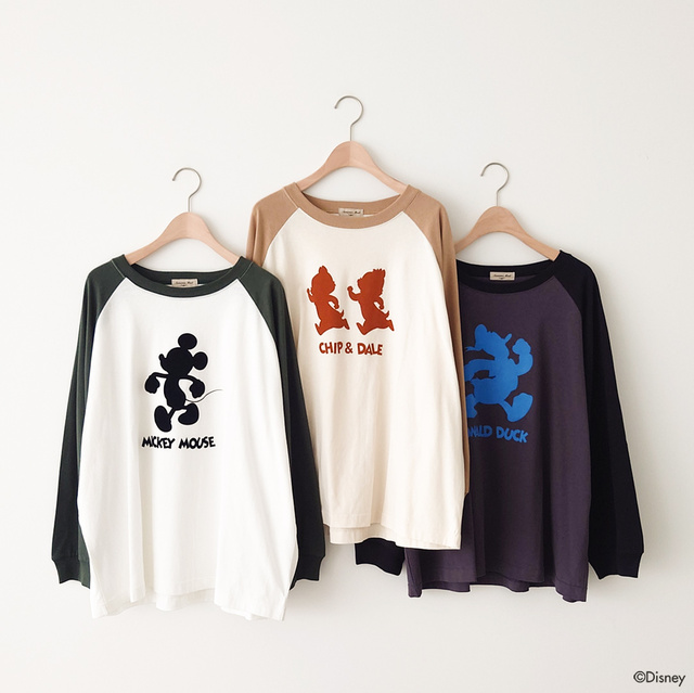 【Disney】ミッキー&フレンズ/ラグランスリーブカットソー ¥3,850