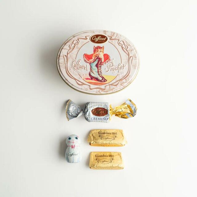 イタリア・トリノ発の老舗チョコレートブランド「Caffarel（カファレル）」ねこのオーバル缶