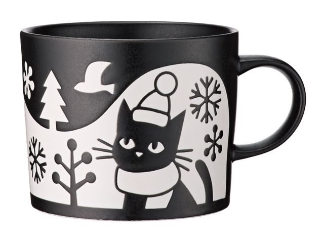 「美濃焼 黒ねこマグカップ」<サイズ:幅約9cm×高さ約7.5cm>【カフェ・ベローチェの“黒ねこグッズ”が手に入る!数量限定「冬の黒ねこハッピーバッグ2026」が店舗&オンラインストアで販売スタート!】