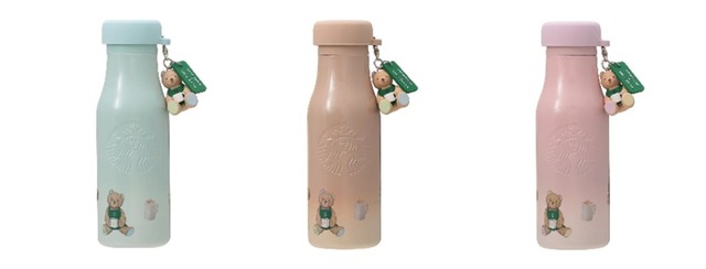 【ジェラート ピケ＋スターバックス】『gelato pique リッドカバーベアチャーム付きステンレスボトル ミントグリーン 473ml』 『gelato pique リッドカバーベアチャーム付きステンレスボトル モカベージュ 473ml』 『gelato pique リッドカバーベアチャーム付きステンレスボトル ソフトピンク 473ml』 各7,500円