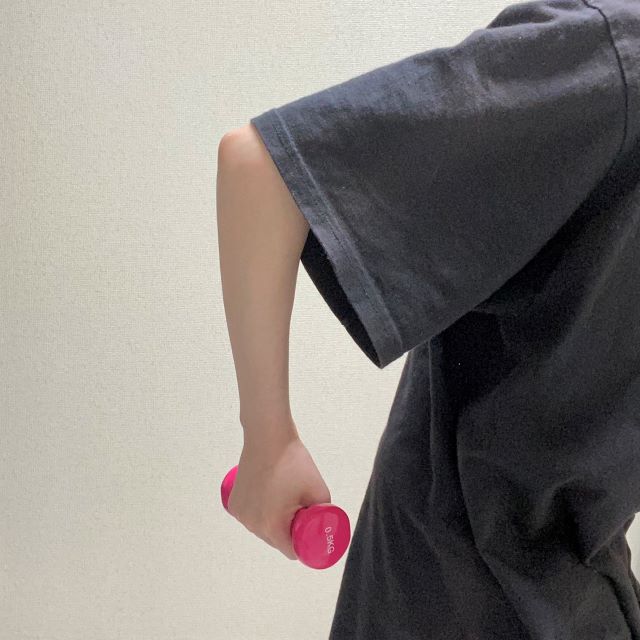 【ダイソー ダンベル（500ｇ）】腕の角度は90度を意識してみよう