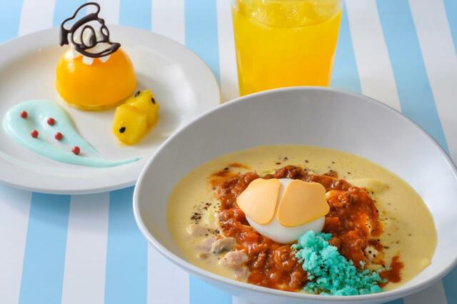 ダックダイブ・パスタセット 2,040円|提供店舗:東京ディズニーランド「プラザパビリオン・レストラン」|スペシャルイベント「ディズニー・パルパル―ザ」第2弾「ドナルドのクワッキー・ダックシティ」スペシャルメニュー